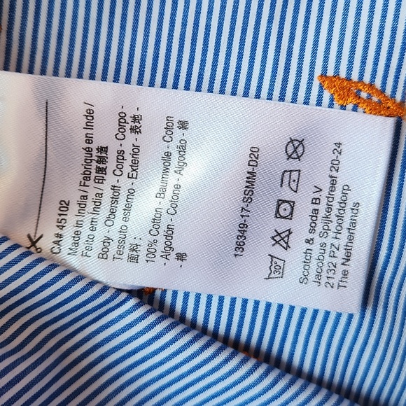 Scotch & Soda blue pinstripe button down shirt, size small - Picture 8 of 9